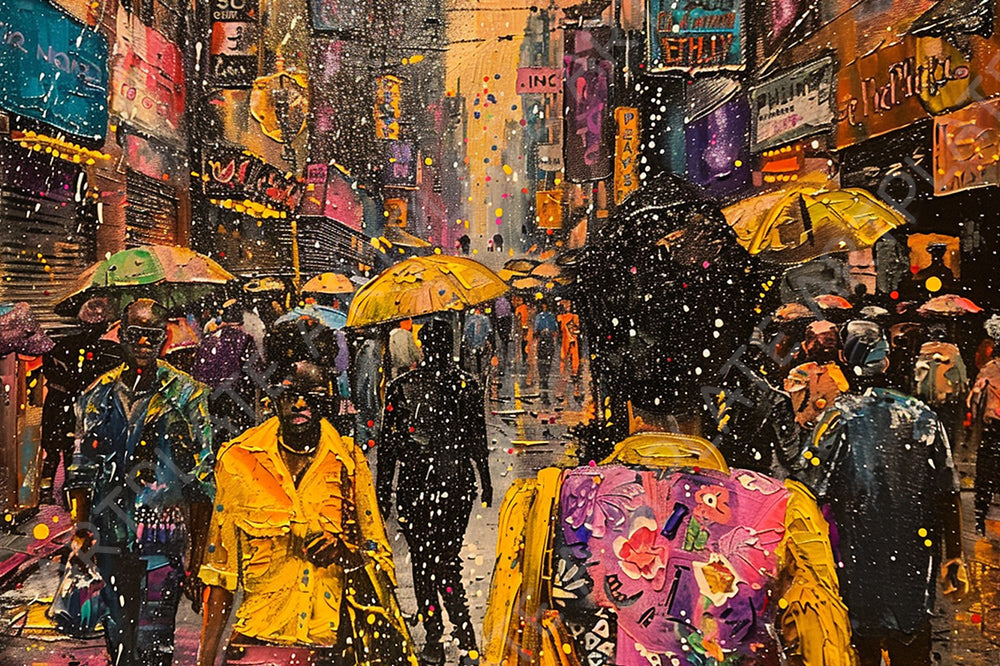 Éclats de Couleurs sous la Pluie