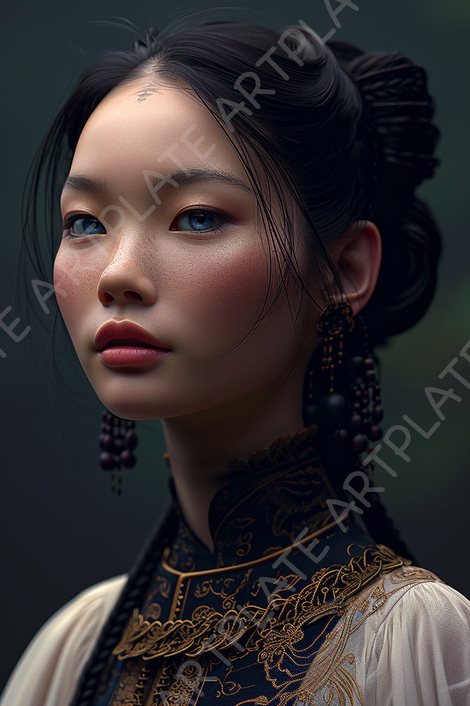 The Asian with blue eyes