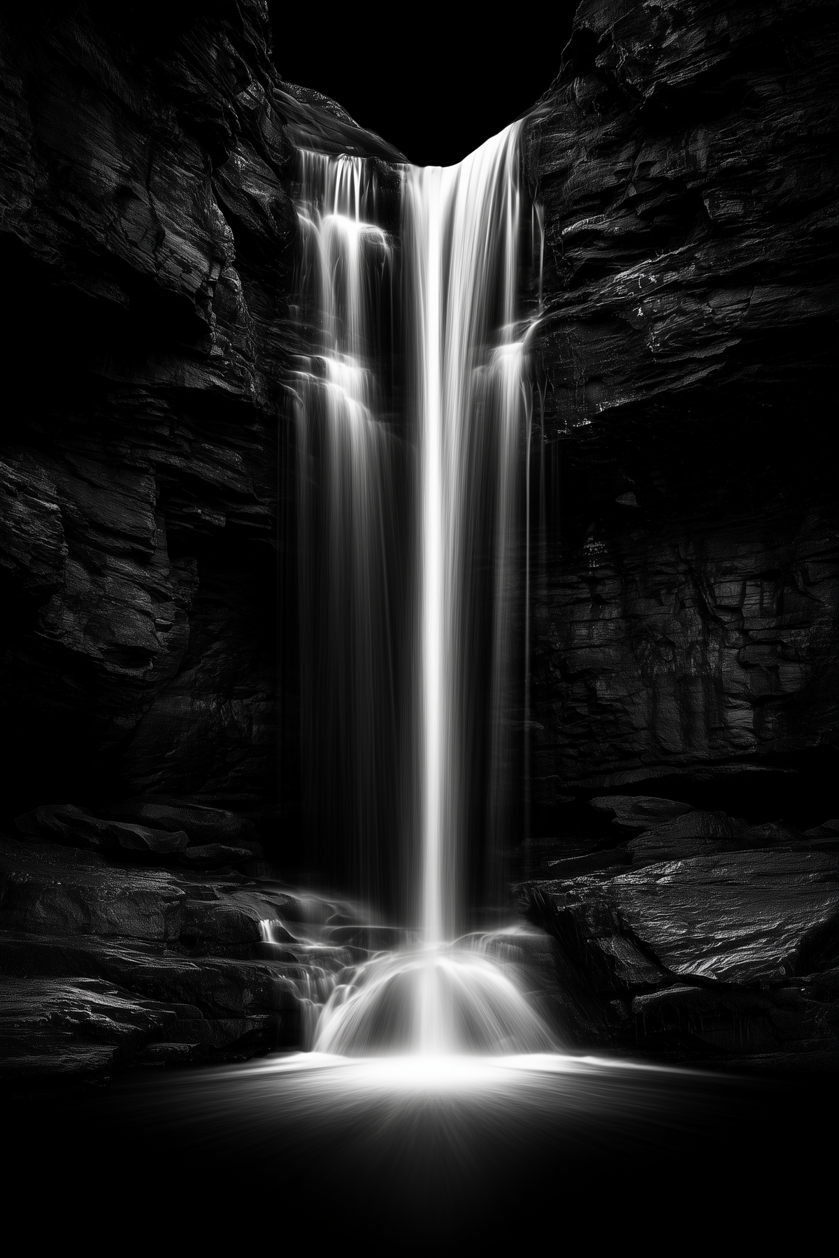 Tableau déco aluminium HD Cascade Nocturne