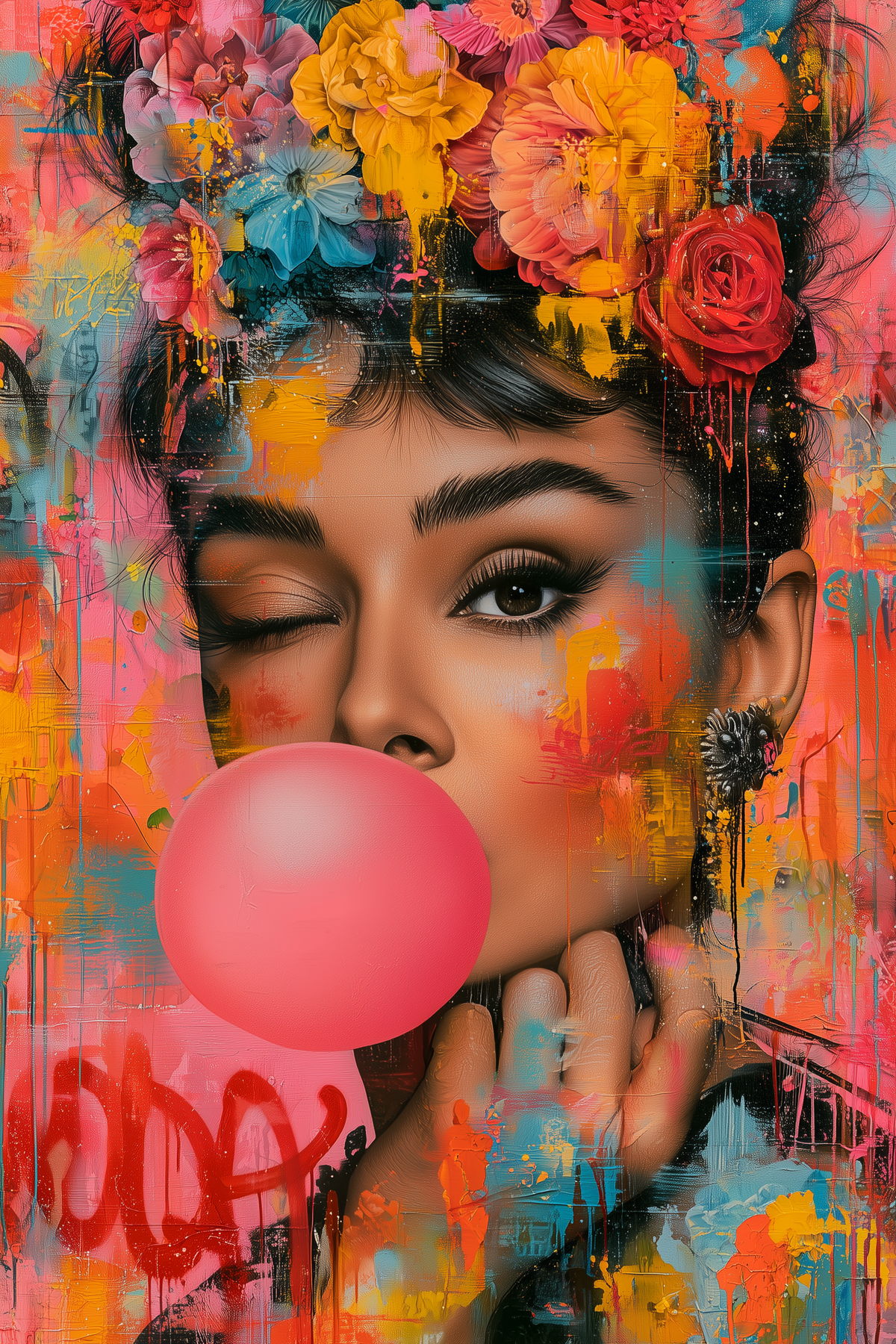 Tableau déco aluminium HD Portrait Floral