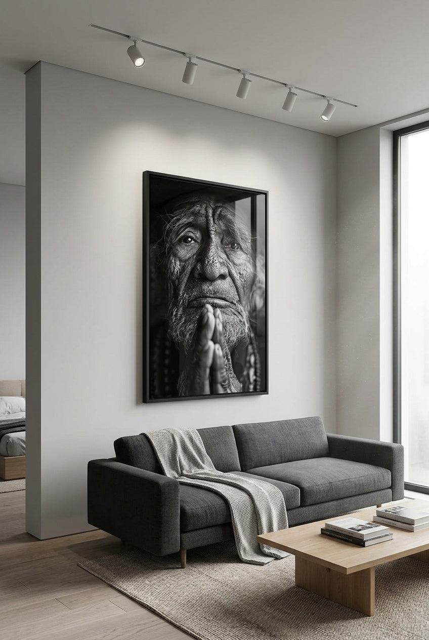 Grand tableau en aluminium HD représentant de l'art généré par IA, accroché aux murs.