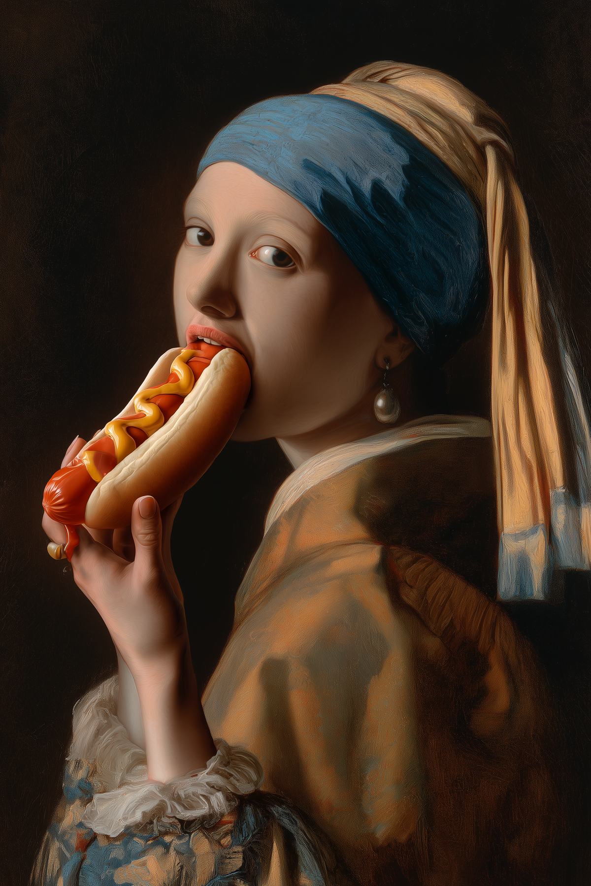 Tableau déco aluminium HD La Jeune Fille au Hot-Dog
