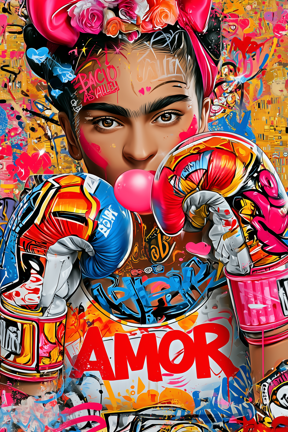 Tableau déco aluminium HD Frida Boxeuse
