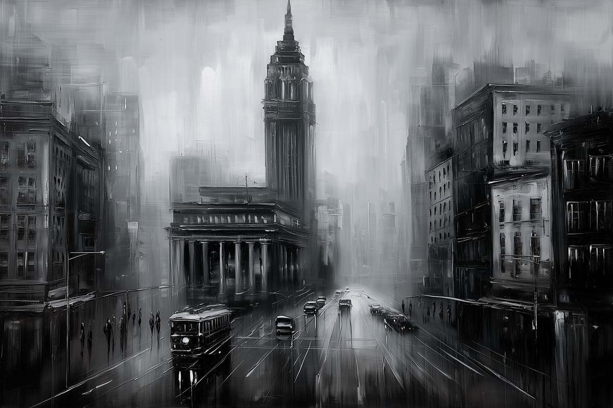 Tableau déco aluminium HD Cité sous la Pluie